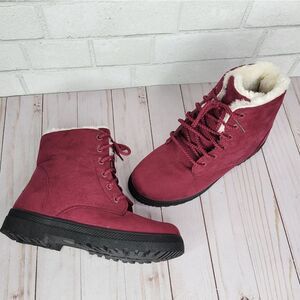 SQL Magenta Pink Faux Fur Lined Ankle Booties